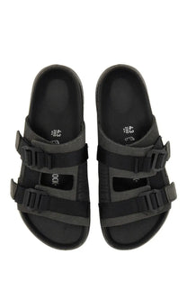Black birkenstock unisex sandal shinjuku with two adjustable straps and contoured footbed in black leather