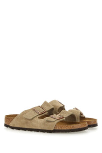 Birkenstock unisex sandalo arizona beige suede sandals with two adjustable straps and copper-toned buckles