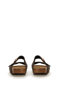 Birkenstock unisex sandalo arizona brown black leather sandals with copper buckle details and cork footbed