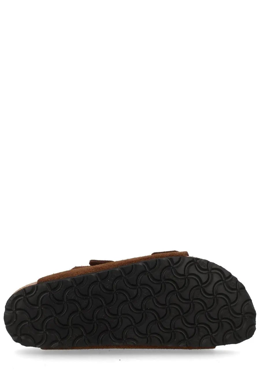 Birkenstock unisex sandalo arizona brown sandal in brown suede with black rubber sole and wavy tread pattern