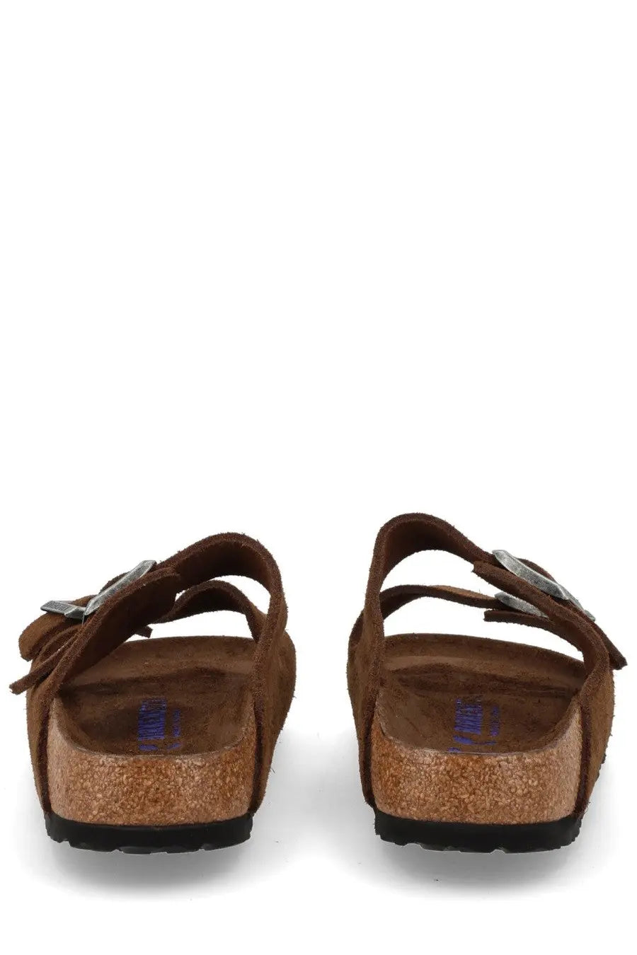 Birkenstock unisex Sandalo Arizona brown suede sandals with silver buckle straps and cork footbed