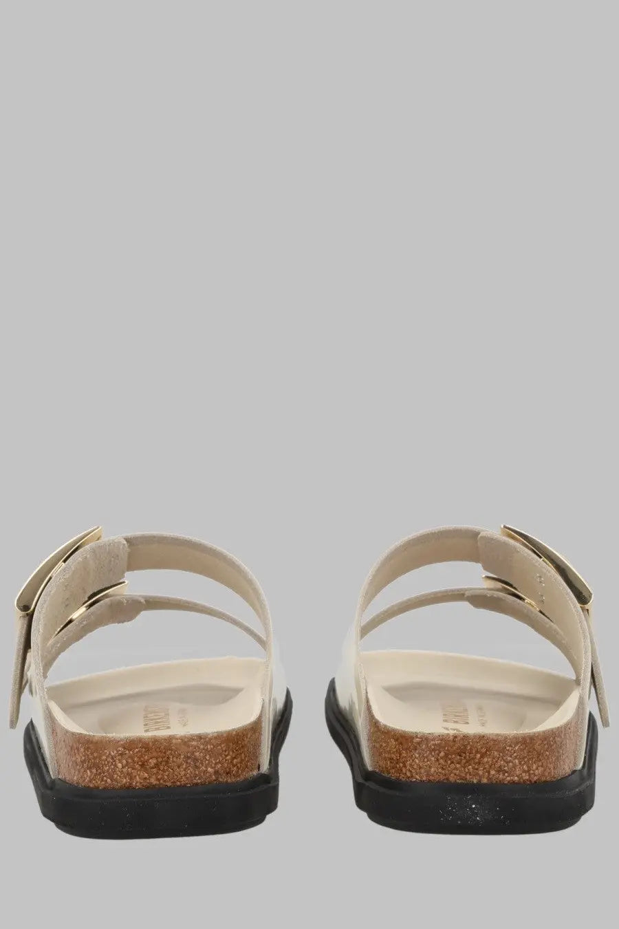 Birkenstock unisex sandalo arizona droplet buckle beige cream sandals with gold buckle straps and cork footbed
