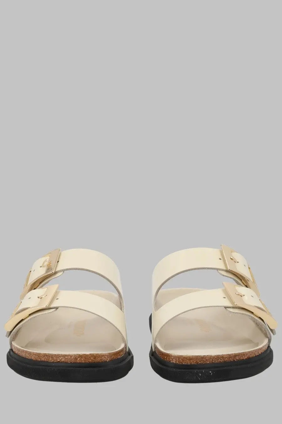 Birkenstock unisex sandalo arizona droplet buckle beige cream leather sandals with two adjustable straps and cork footbed