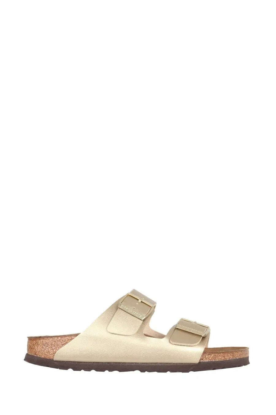 Beige birkenstock unisex sandalo arizona gold sandal with two adjustable straps and cork footbed