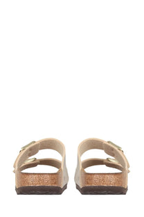 Beige birkenstock unisex sandalo arizona gold sandals with gold-toned buckles and cork footbed