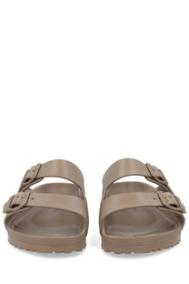 Beige birkenstock unisex sandalo arizona grey sandals with two adjustable straps and textured rubber sole
