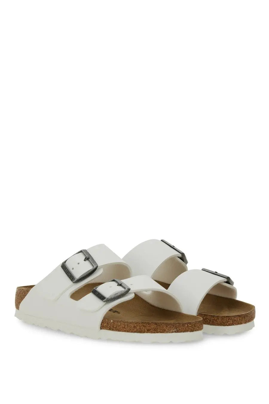 Birkenstock unisex sandalo Arizona white sandals with two adjustable straps and silver-toned buckles