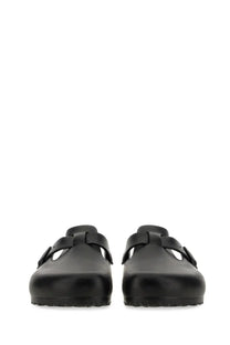 Black leather birkenstock unisex sandalo boston clogs with classic mule design and adjustable strap buckles