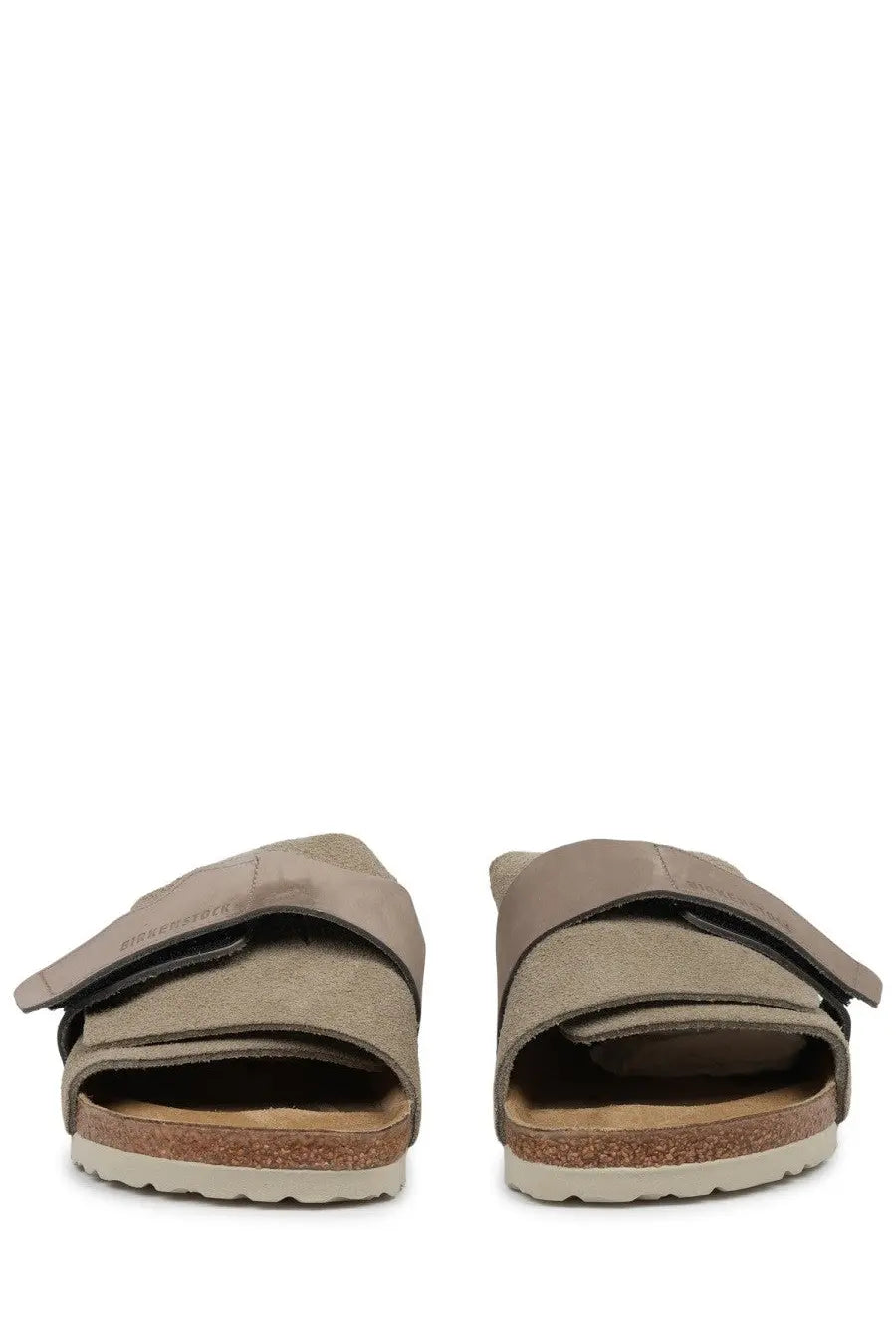 Birkenstock unisex sandalo kyoto beige slide sandals with two velcro straps and cork suede footbed