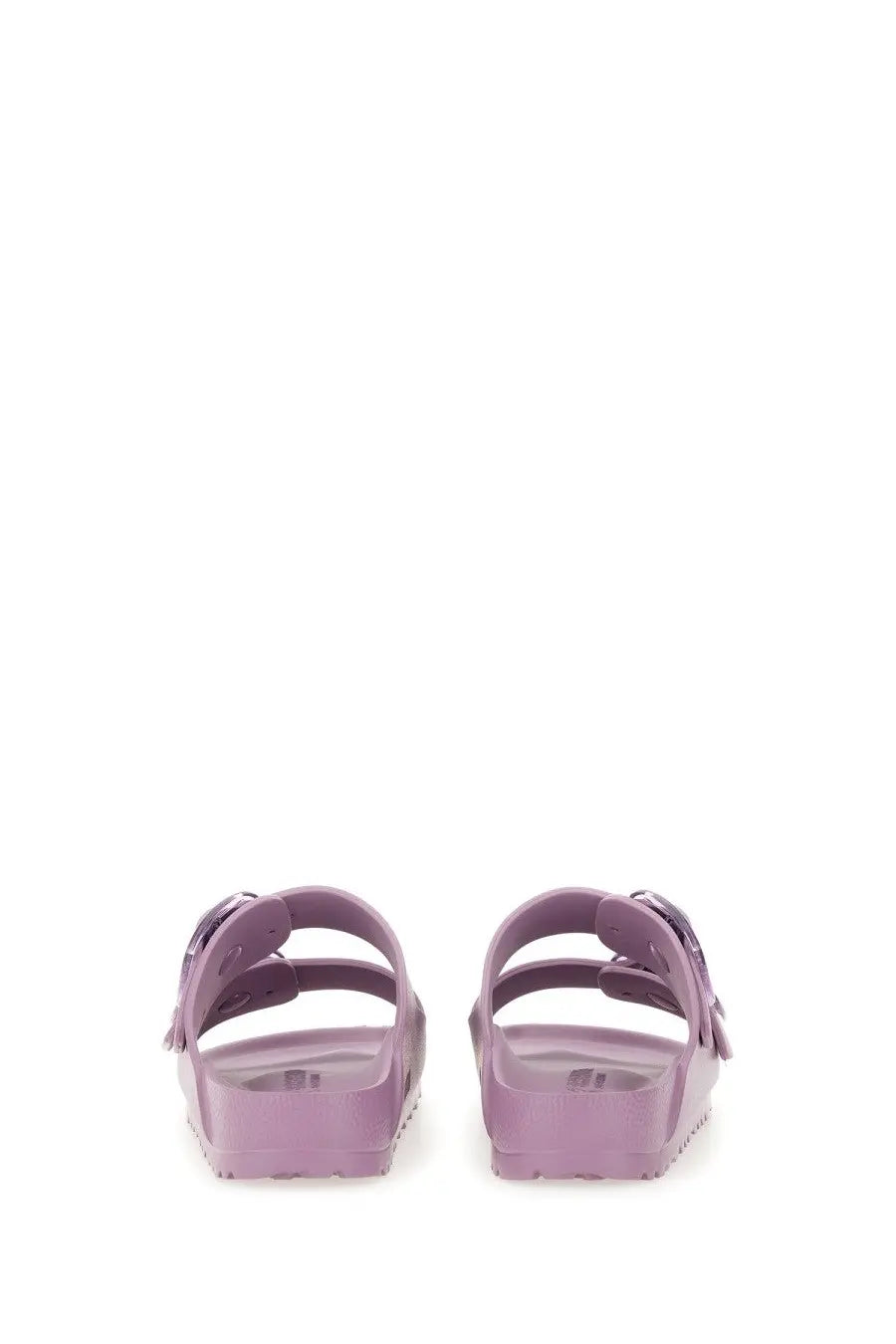 Birkenstock women’s arizona big buckle sandal purple rubber with classic two-strap design and metallic buckles