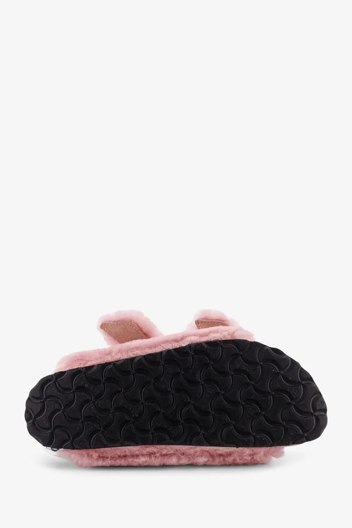 Birkenstock women’s arizona low sandals pink with soft plush upper and black textured rubber sole