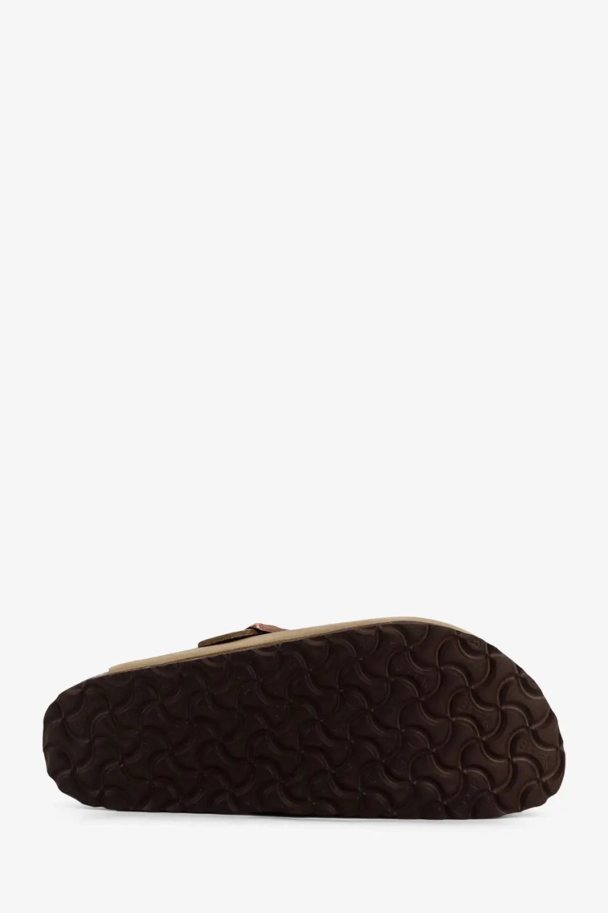 Brown rubber sole with distinctive wavy tread pattern on birkenstock women’s boston bs leather mule brown
