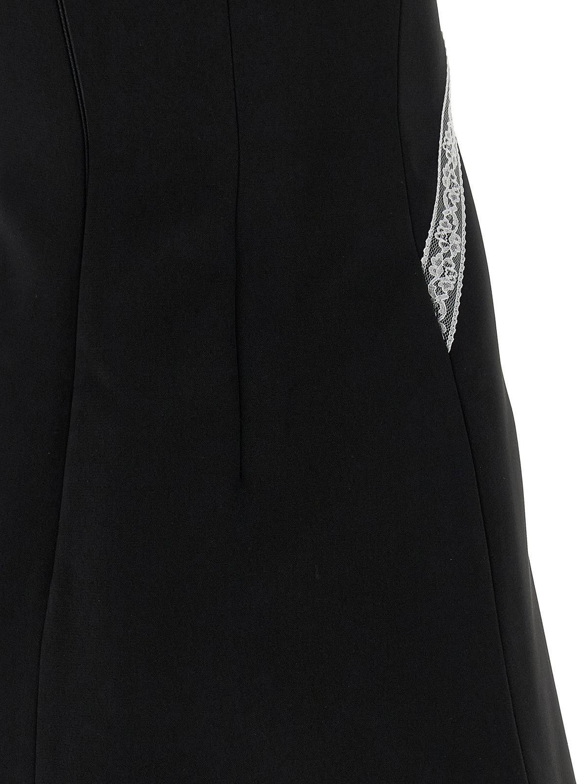 self-portrait Black Crêpe Bow Lace Mini Dress White