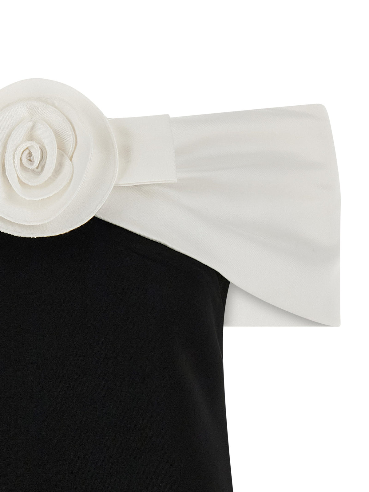 self-portrait Black Crêpe Flower Mini Dress White