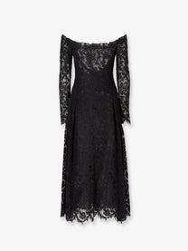 Fendi Women's Black Macramé Lace Dress Black