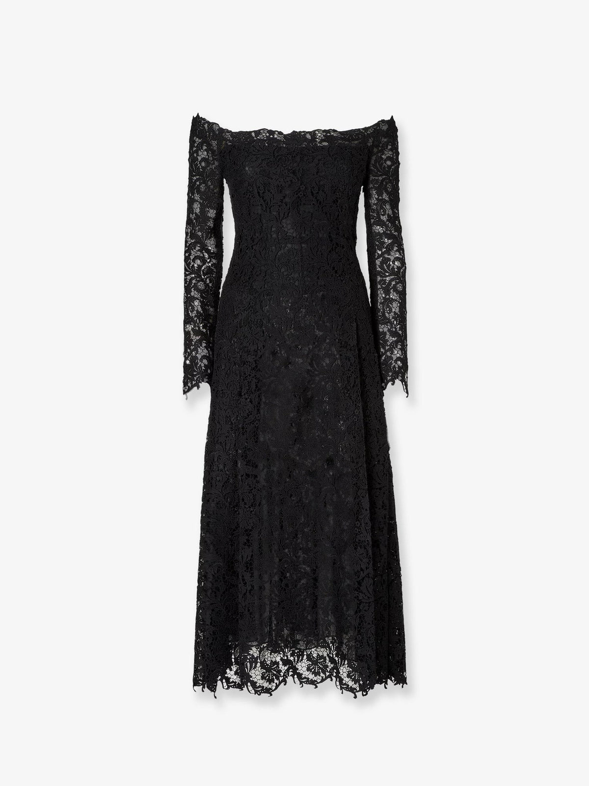 Fendi Women's Black Macramé Lace Dress Black