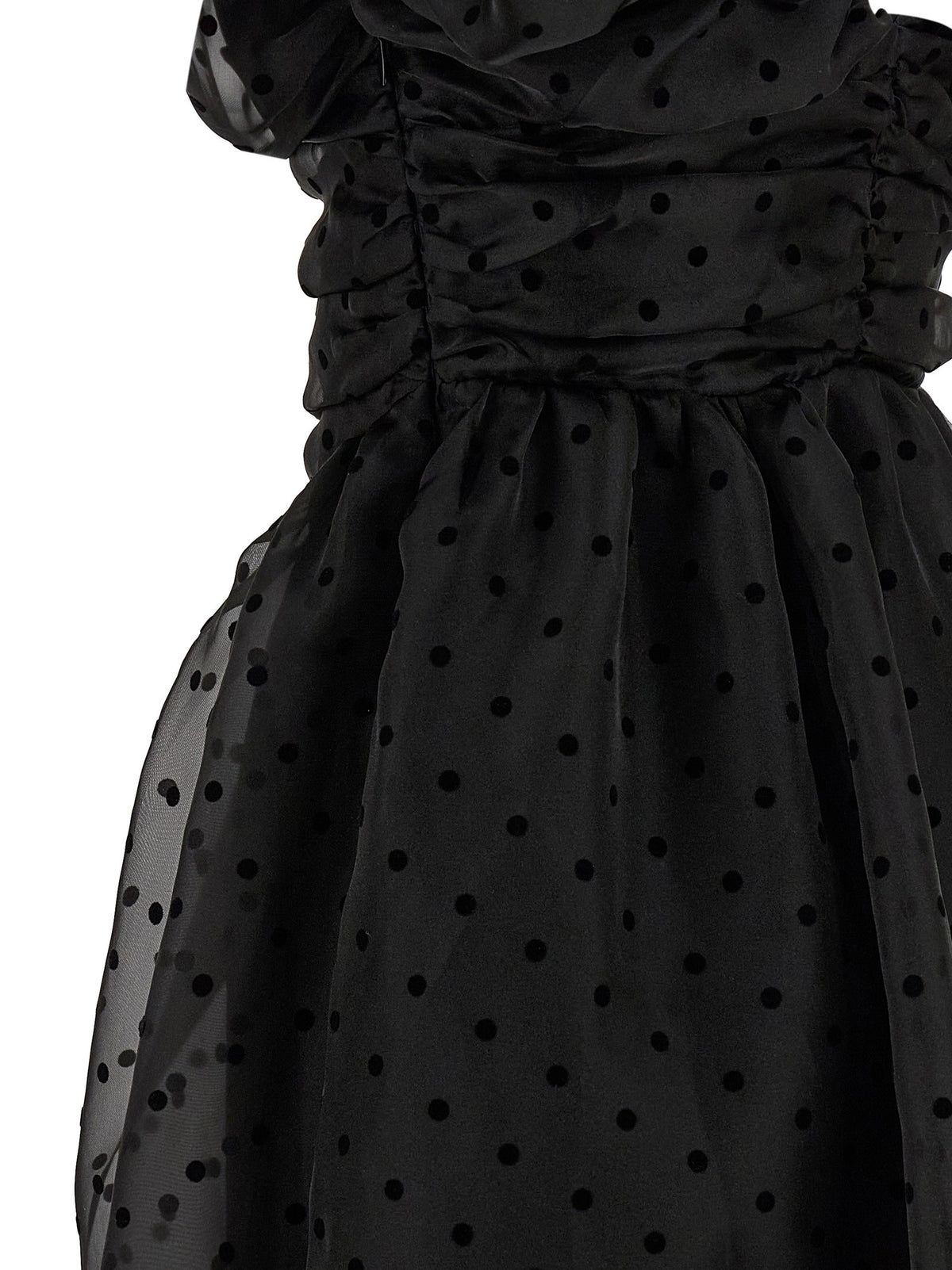 Ganni Black Organza Ruched Dress Black