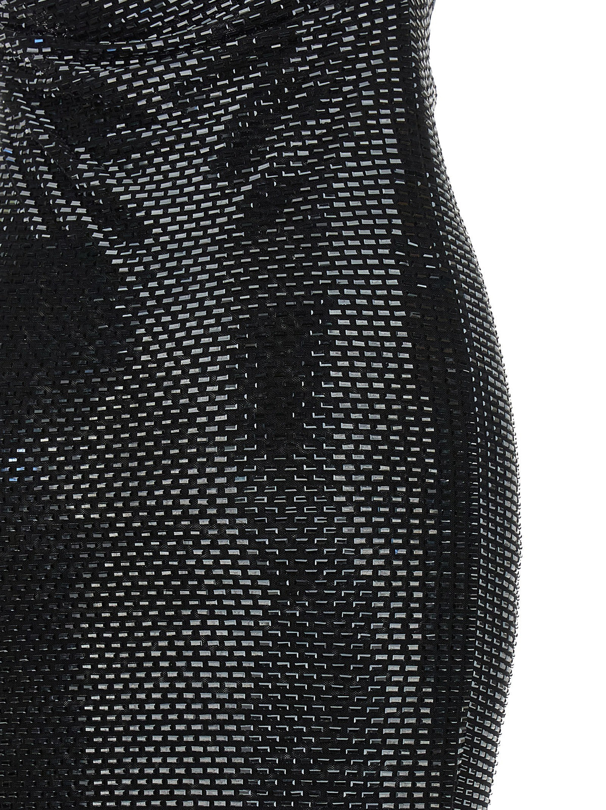 self-portrait Black Rhinestone Draped Maxi Dress Black