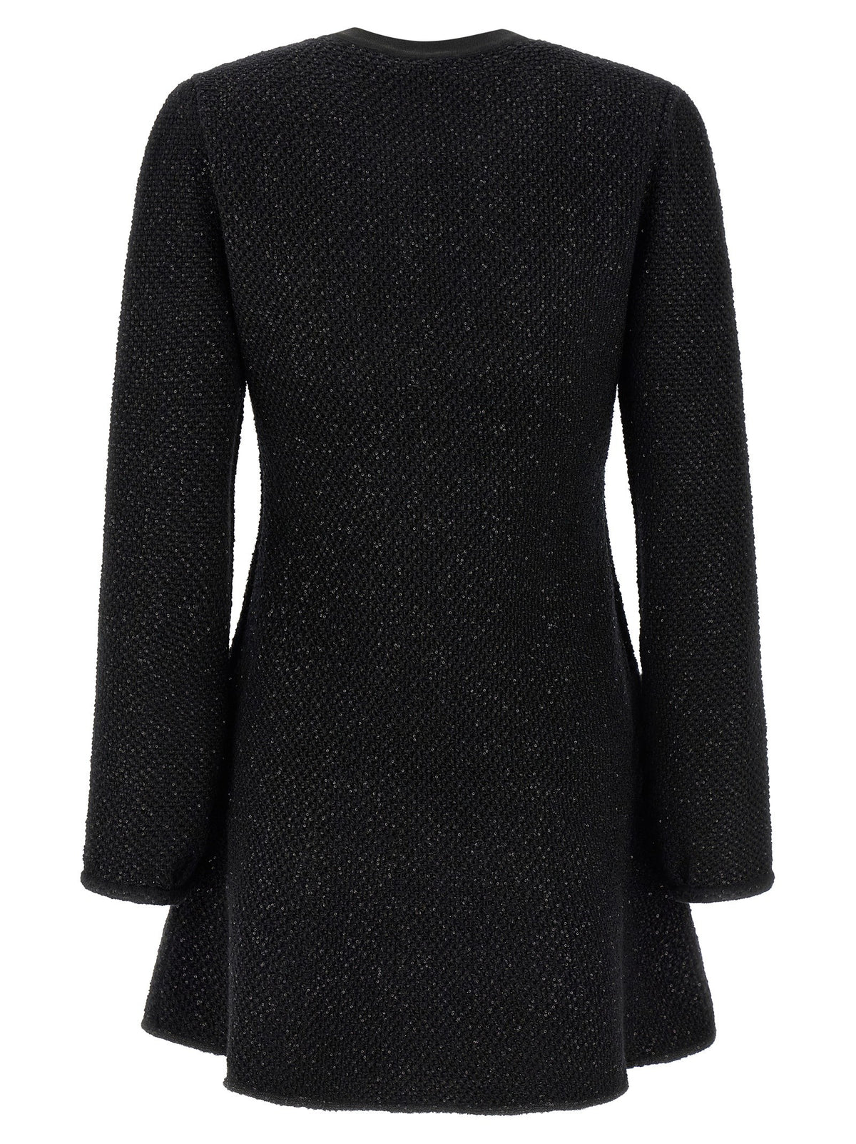 self-portrait Black Sequin Knit Mini Dress Black