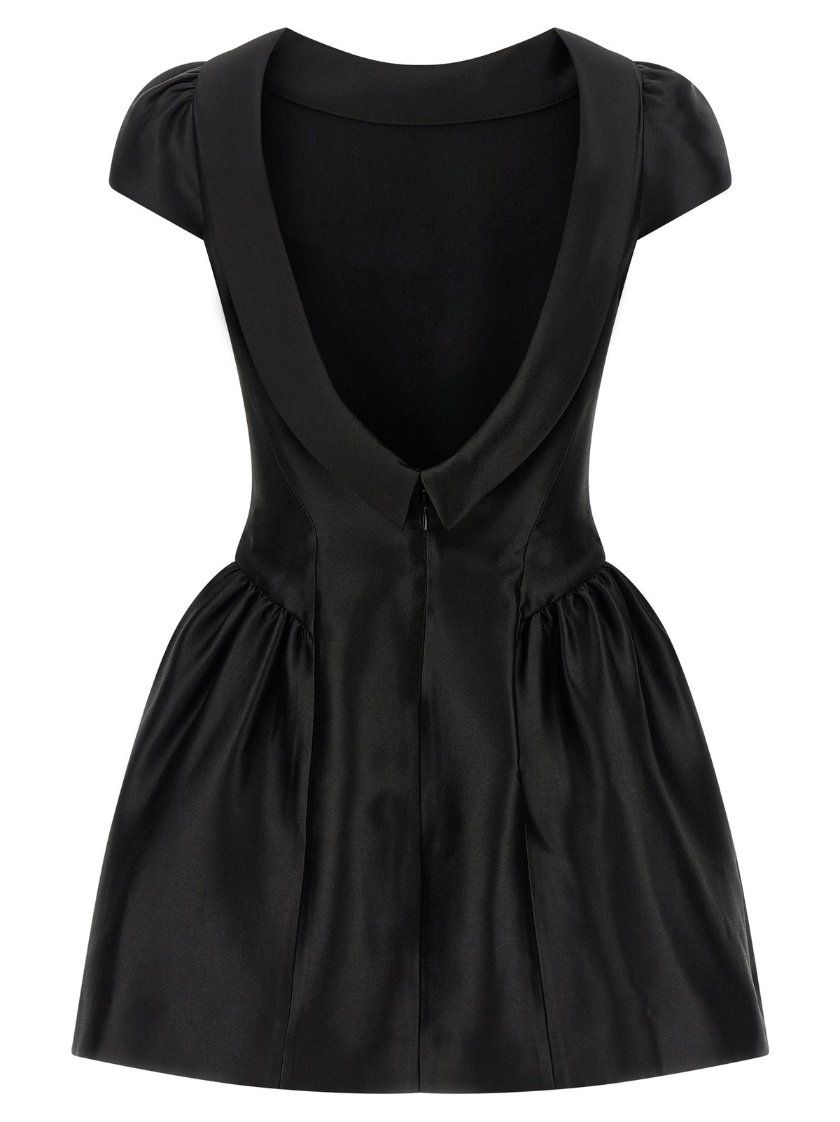 self-portrait Black Taffetà Collared Mini Dress Black