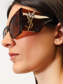 Saint Laurent Women's SL M119 Blaze Crystal Sunglasses Brown