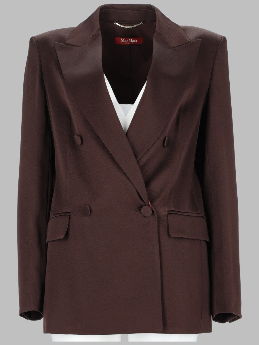 Max Mara Studio Women's Blazer Doppiopetto in Envers Satin Red