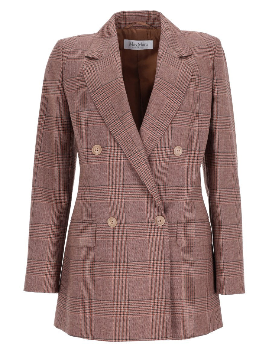 Max Mara Women's Blazer Doppiopetto in Lana Principe Di Galles Brown