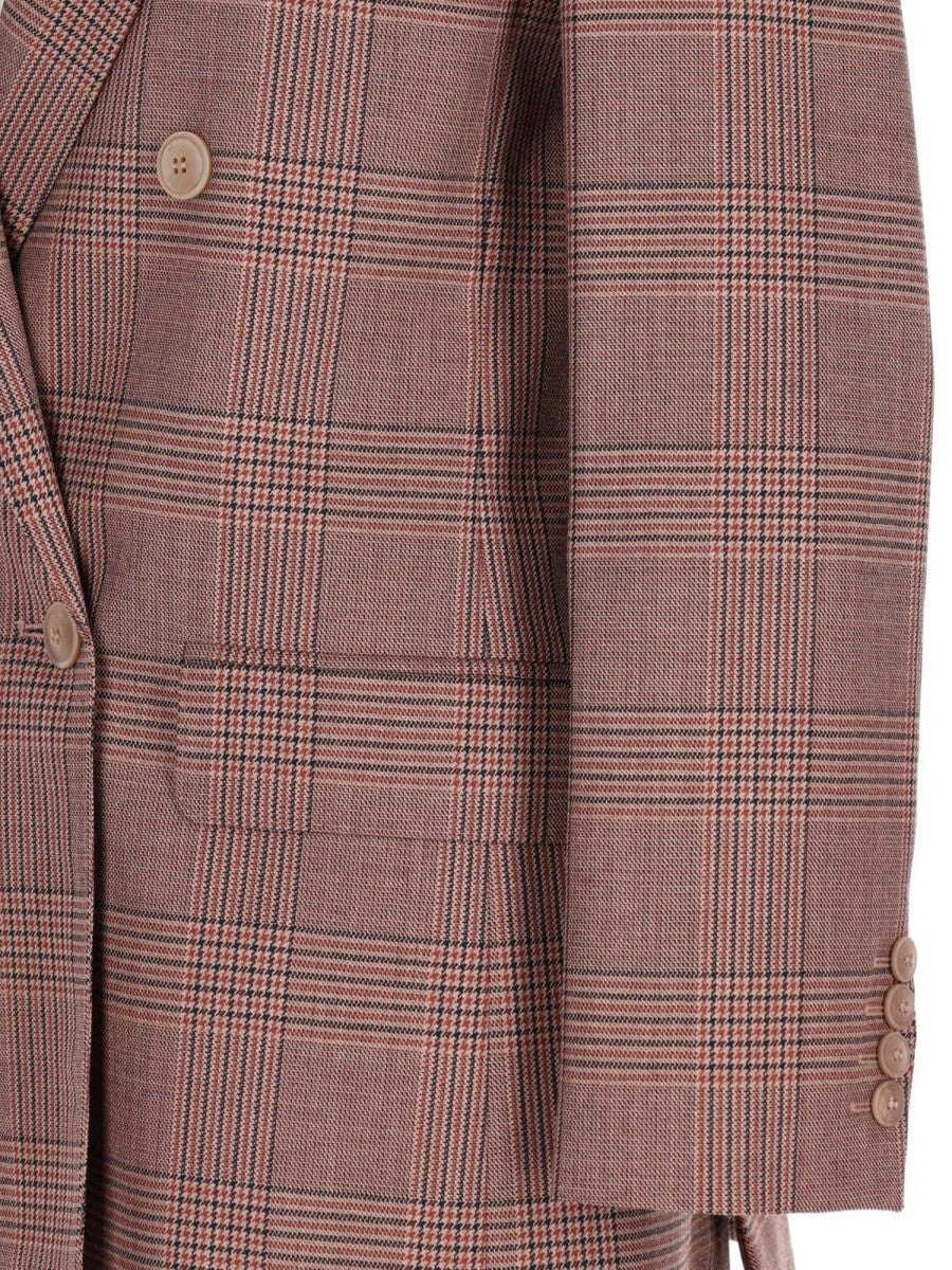 Max Mara Women's Blazer Doppiopetto in Lana Principe Di Galles Brown
