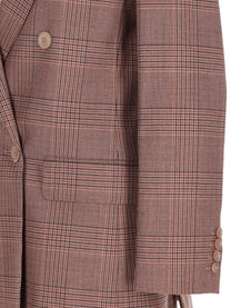 Max Mara Women's Blazer Doppiopetto in Lana Principe Di Galles Brown