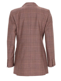 Max Mara Women's Blazer Doppiopetto in Lana Principe Di Galles Brown