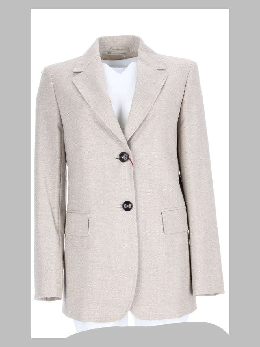 Max Mara Studio Women's Blazer Monopetto in Flanella Di Lana Grey