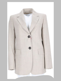 Max Mara Studio Women's Blazer Monopetto in Flanella Di Lana Grey