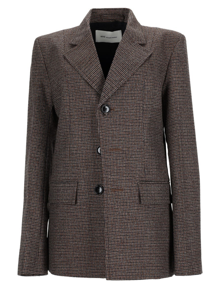 Ami Paris Women's Blazer Monopetto in Lana Brown