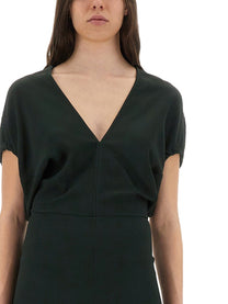 Victoria Beckham Women's Blouson Midi Dress Green