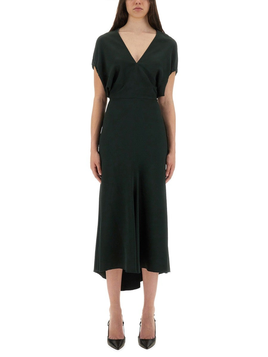 Victoria Beckham Women's Blouson Midi Dress Green