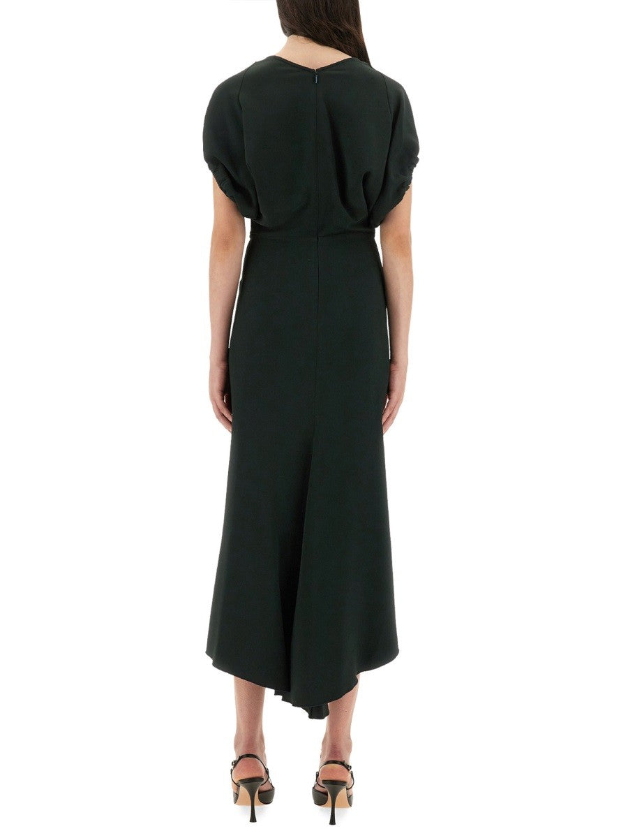 Victoria Beckham Women's Blouson Midi Dress Green