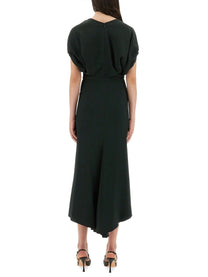 Victoria Beckham Women's Blouson Midi Dress Green