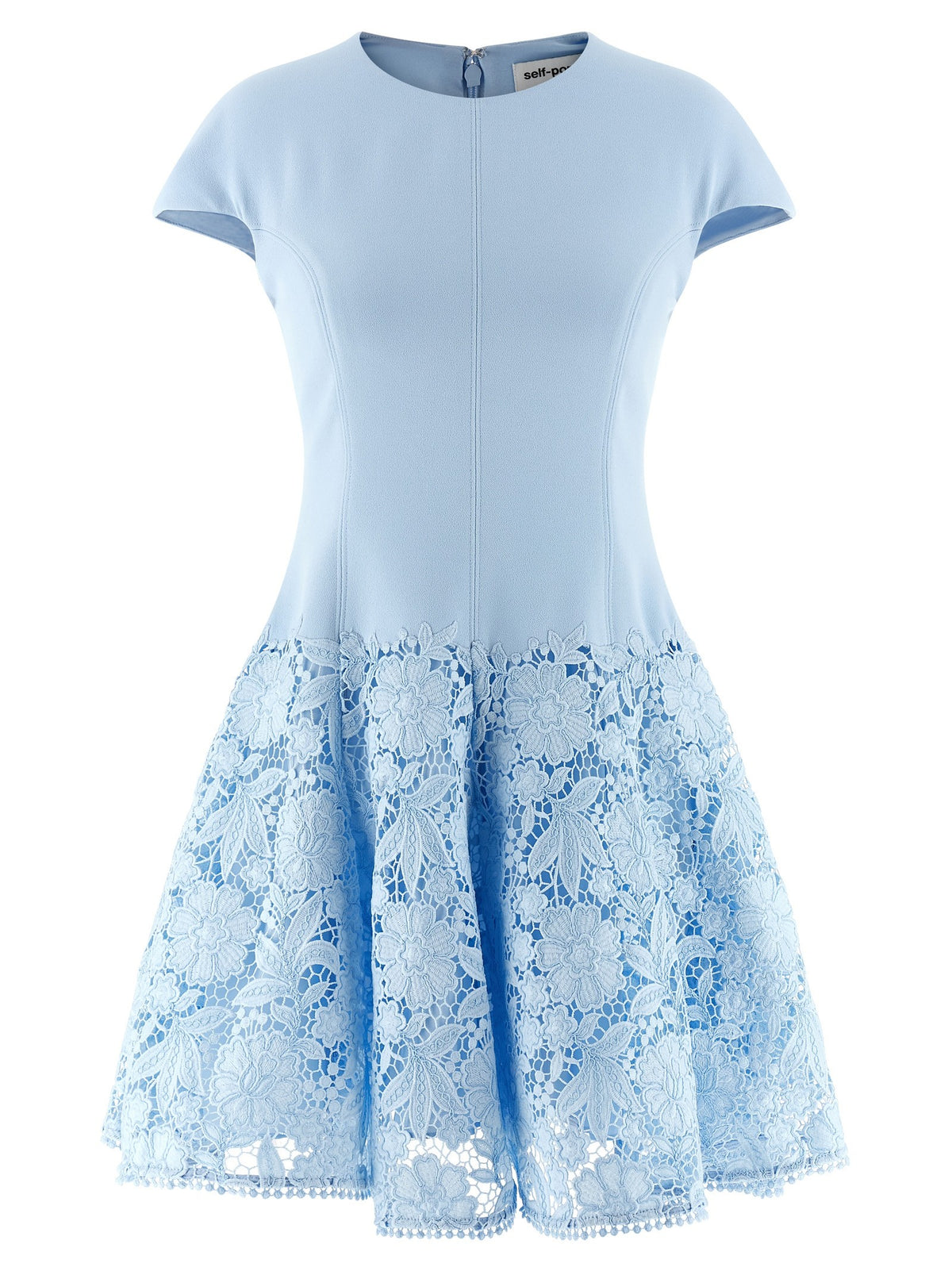 self-portrait Blue Crepe Lace Dress Blue