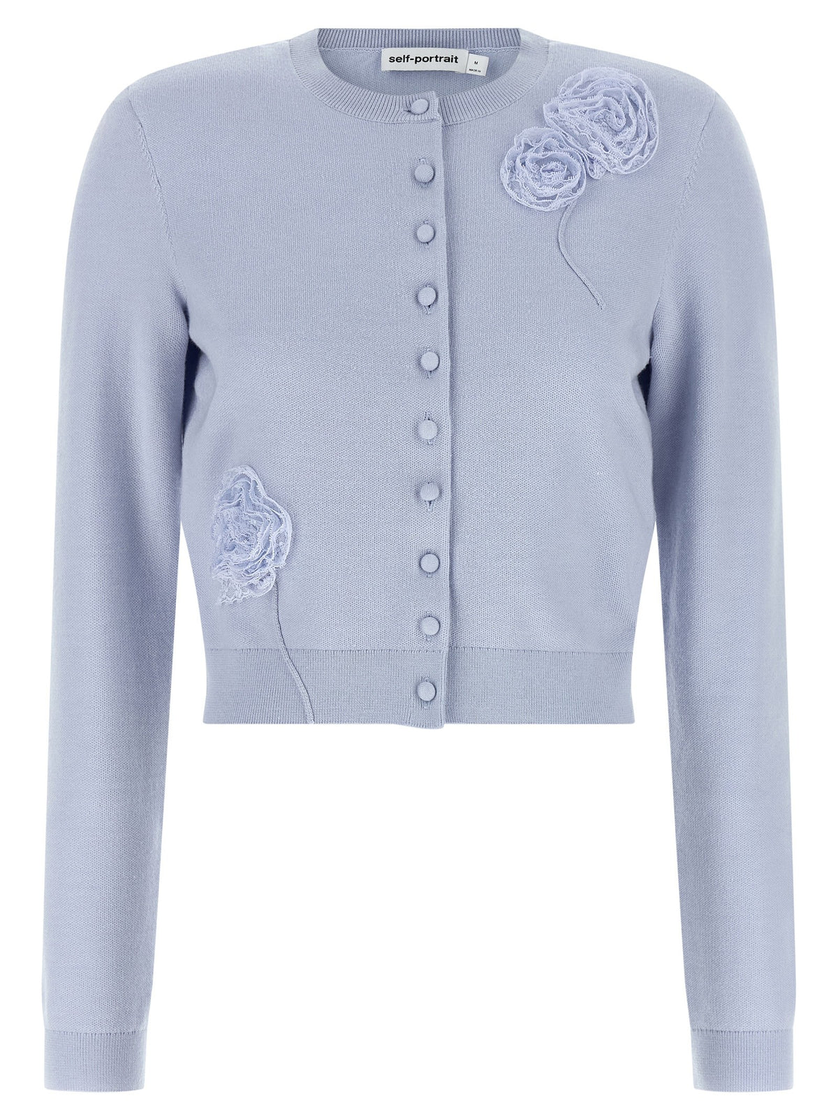 self-portrait Blue Flower Knit Cardigan Blue