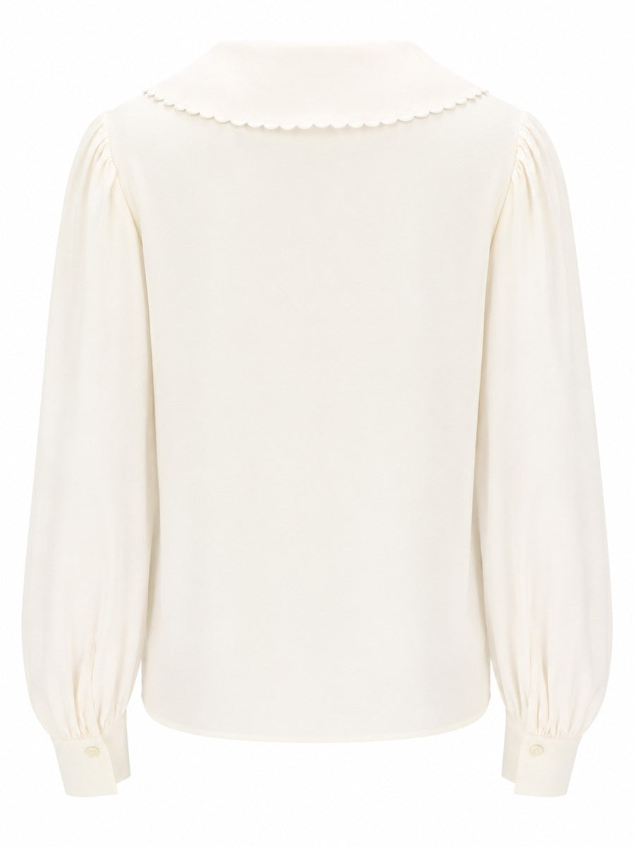 Chloé Women's Blusa Con Maniche Sbuffo in Crêpe DE Chine White