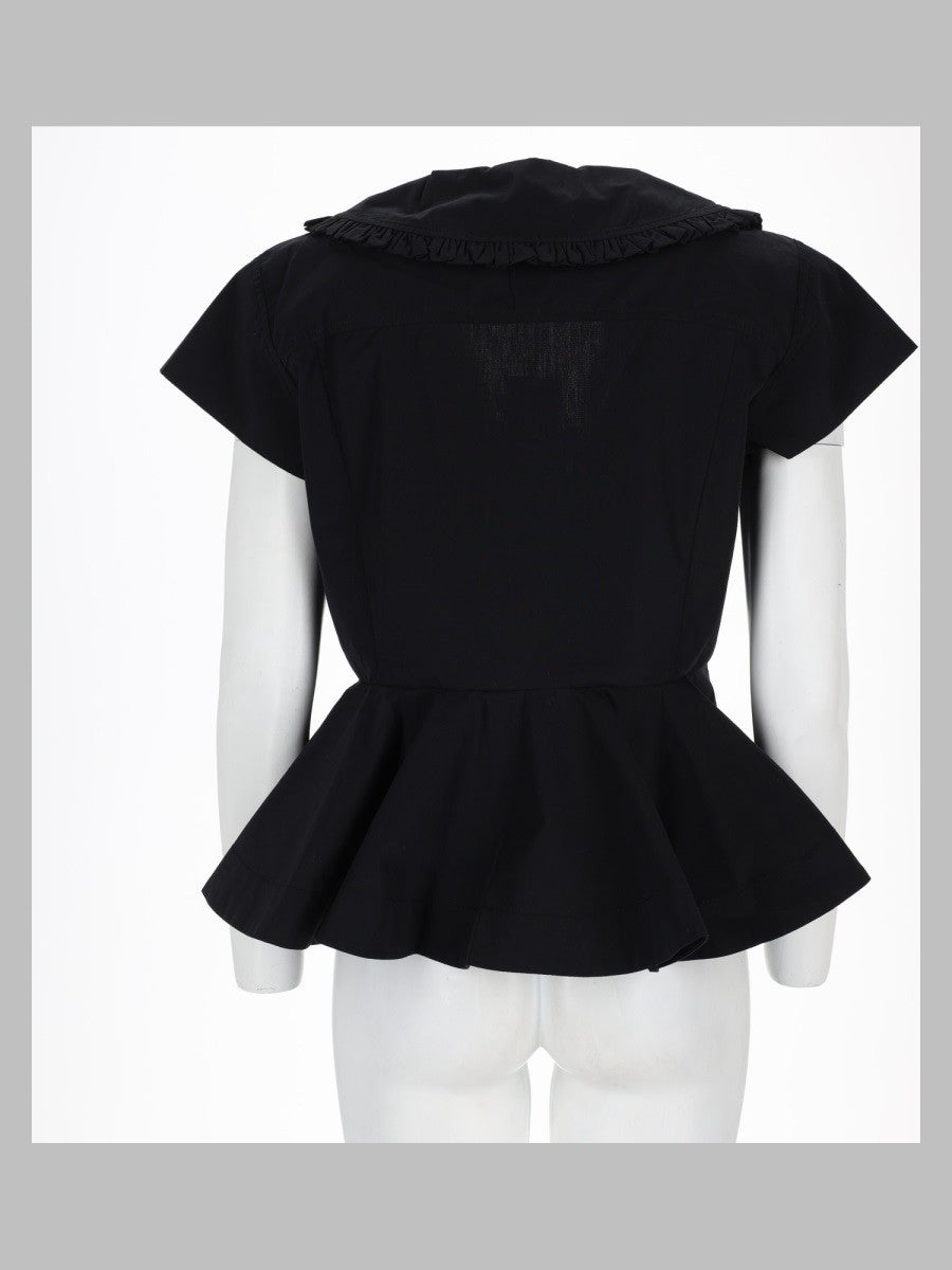 Ganni Women's Blusa in Popeline Di Cotone Black