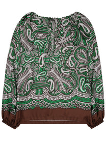 P.A.R.O.S.H Women's Blusa in Seta Con Stampa Paisley Green