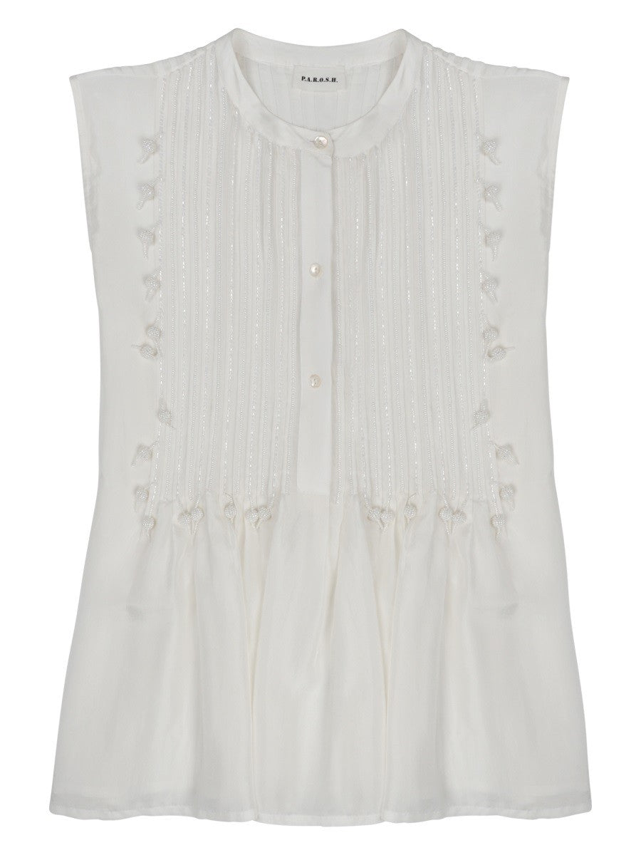 P.A.R.O.S.H Women's Blusa in Seta White