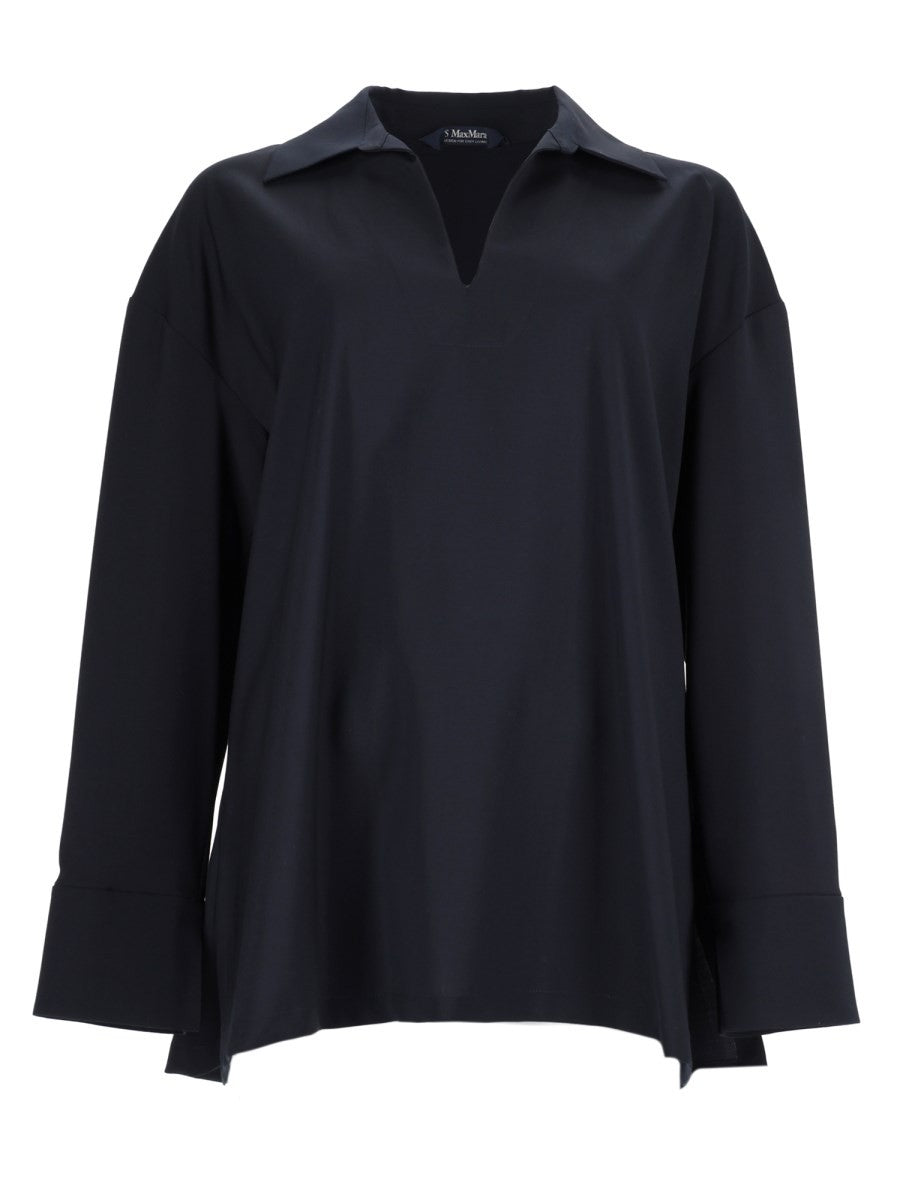 S MAX MARA Women's Blusa in Tela Di Pura Lana Blue