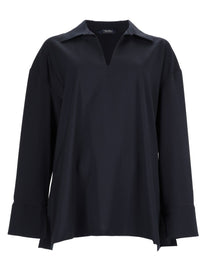 S MAX MARA Women's Blusa in Tela Di Pura Lana Blue