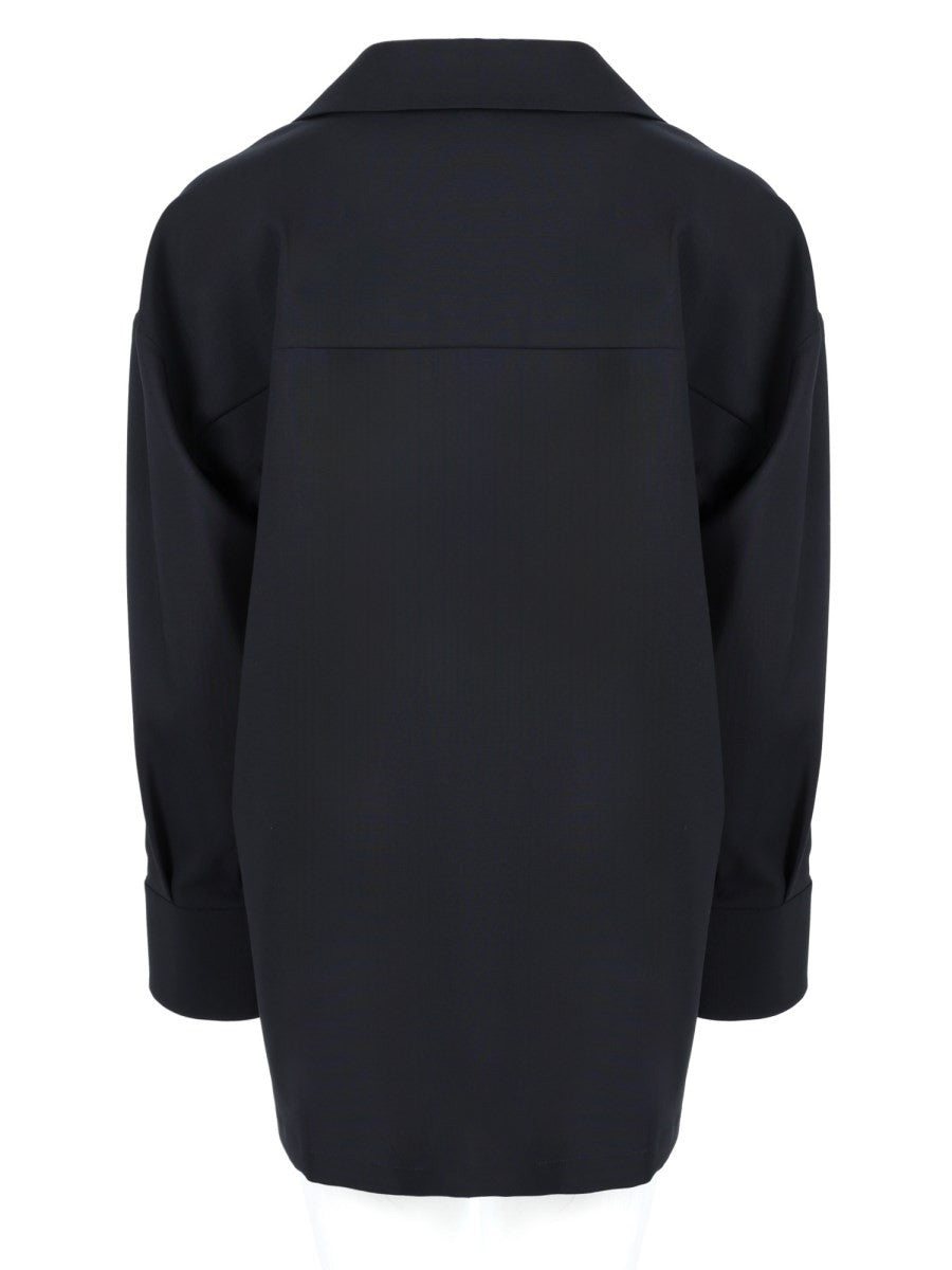 S MAX MARA Women's Blusa in Tela Di Pura Lana Blue