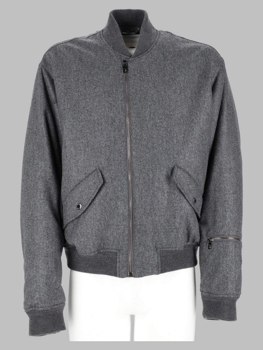 Dolce &amp; Gabbana Men's Bomber in Flanella Di Lana Imbottito Grey