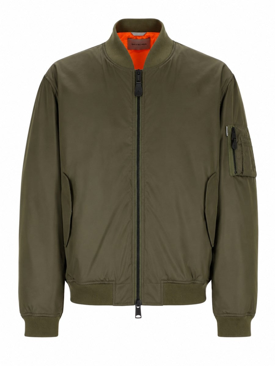 Balenciaga Men's Bomber in Nylon Green