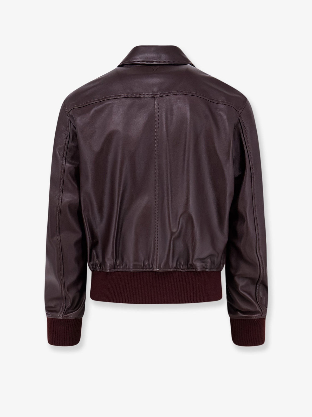 Ami Paris Men's Bordeaux Leather Jacket Pink