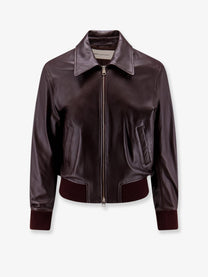 Ami Paris Men's Bordeaux Leather Jacket Pink